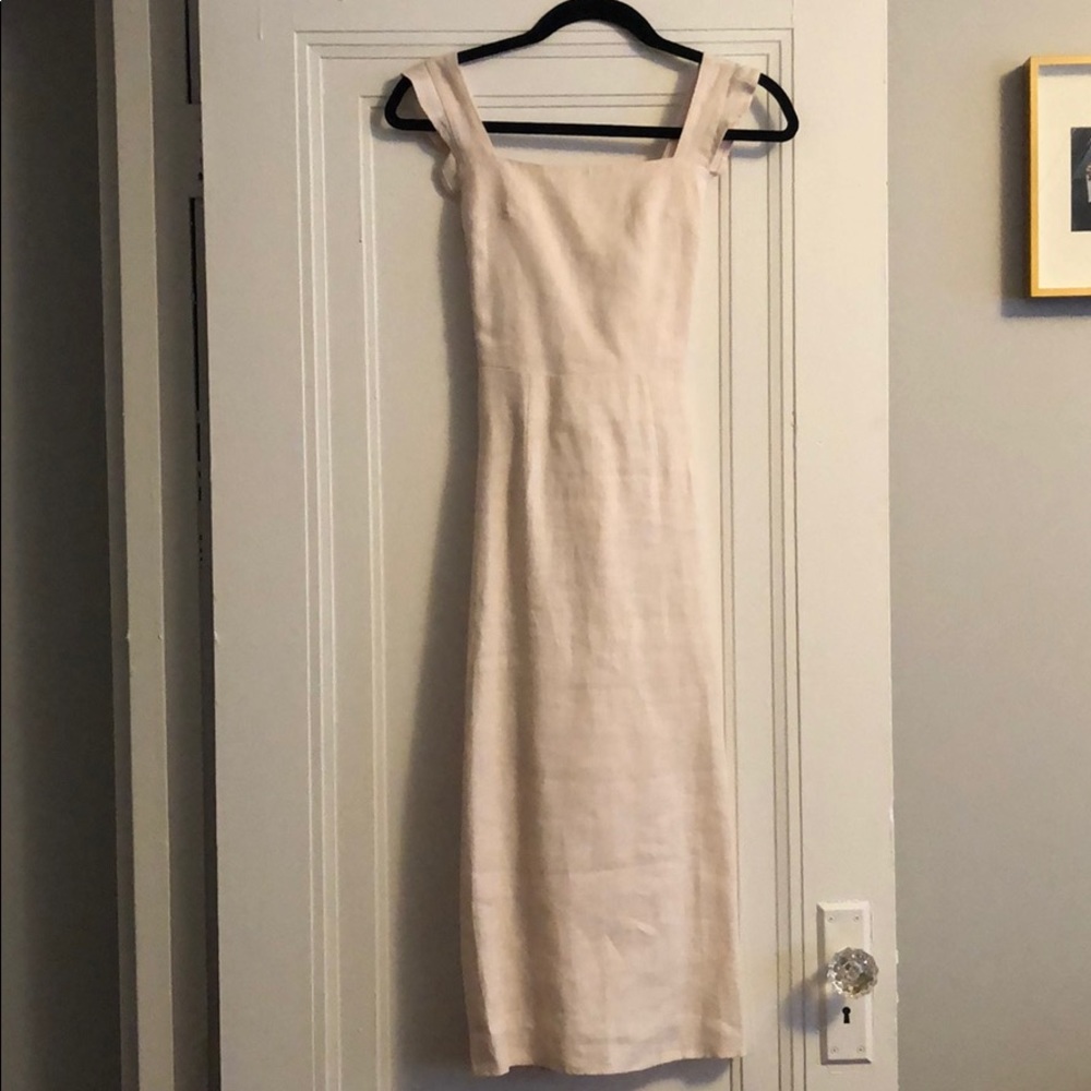 BLUSH LINEN REFORMATION BACKLESS DRESS
